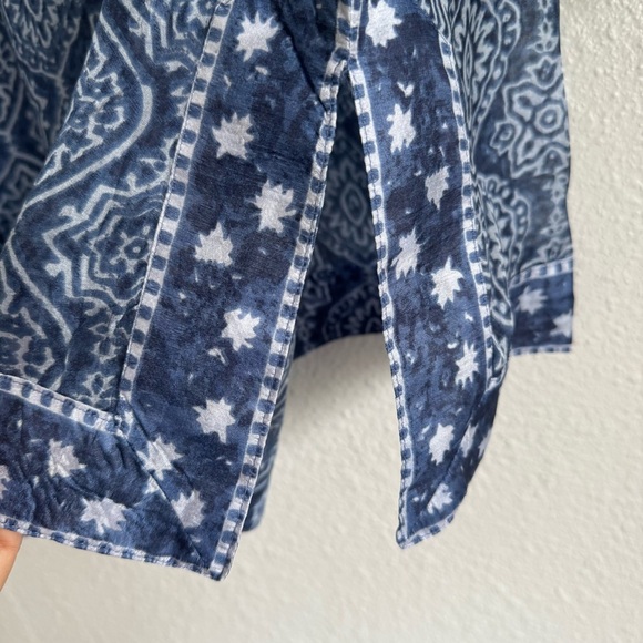 Gretchen Scott 100% Silk Grecian Blue and White Split Hem Tunic Size Medium - Picture 9 of 9